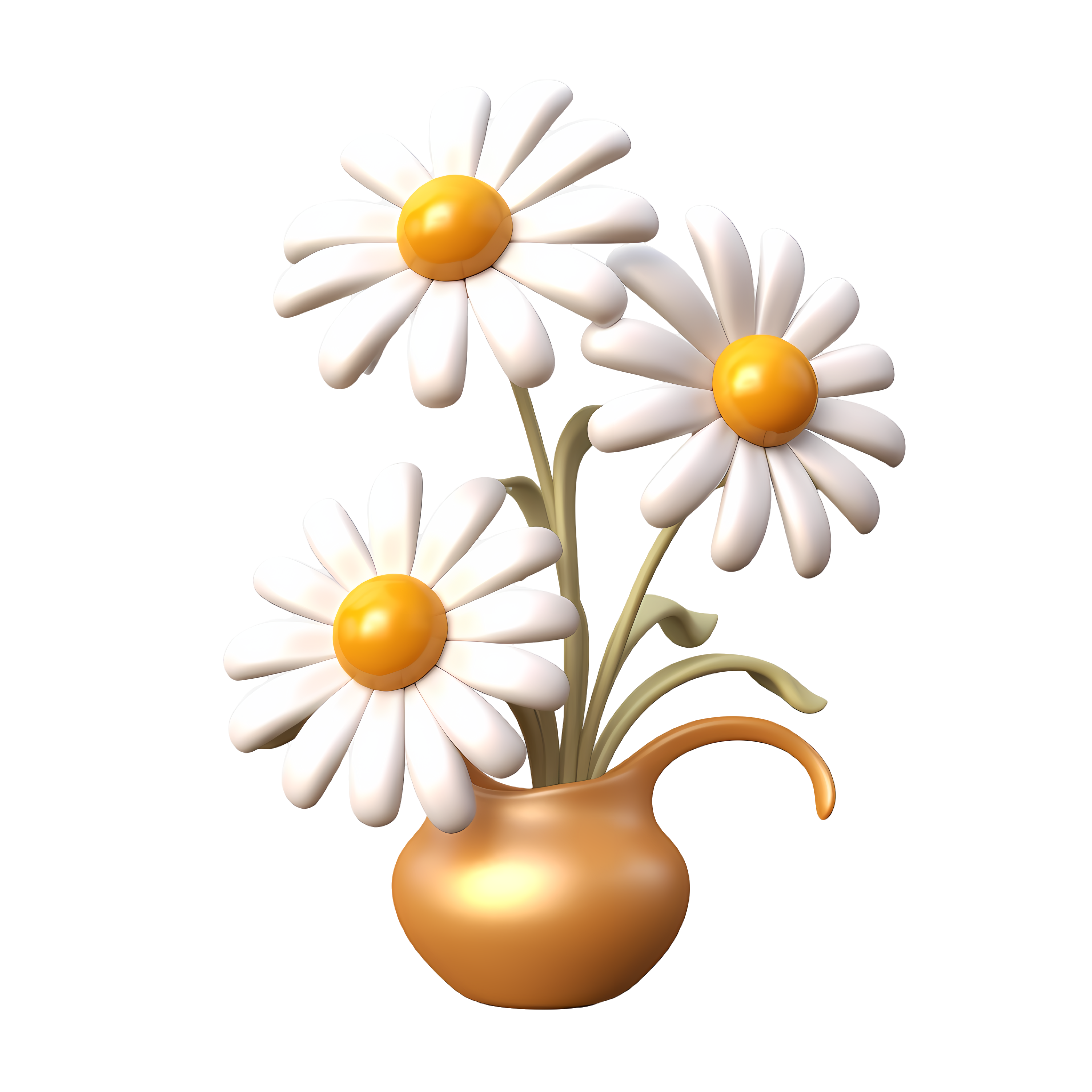 白色立体菊花摆件png素材