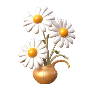 白色立体菊花摆件png素材
