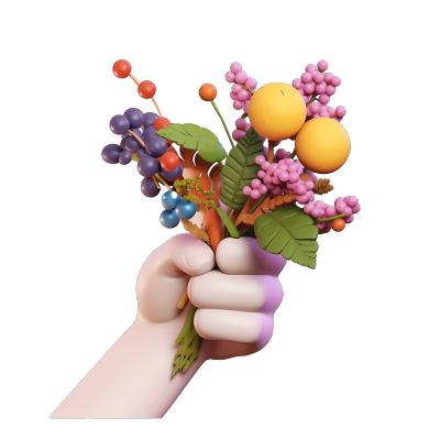 3D风格花束水果PNG素材