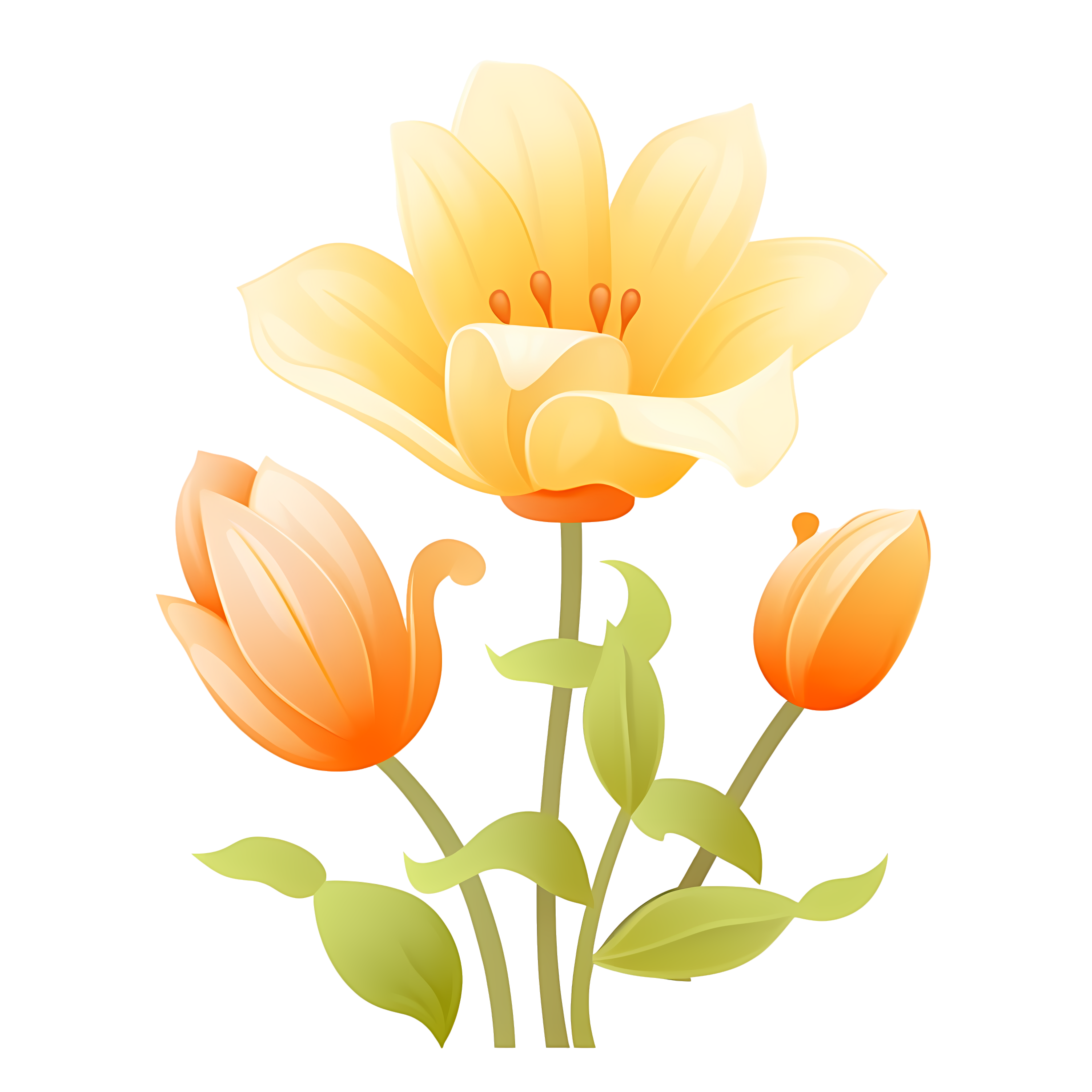 光橙米色花朵矢量PNG素材