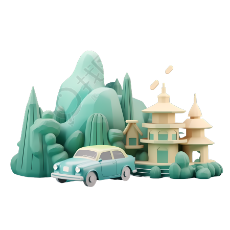 3D立体中国山水汽车素材