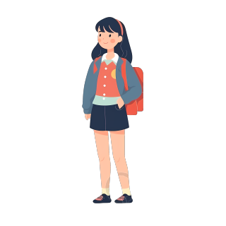 白底亚洲女学生PNG图形素材