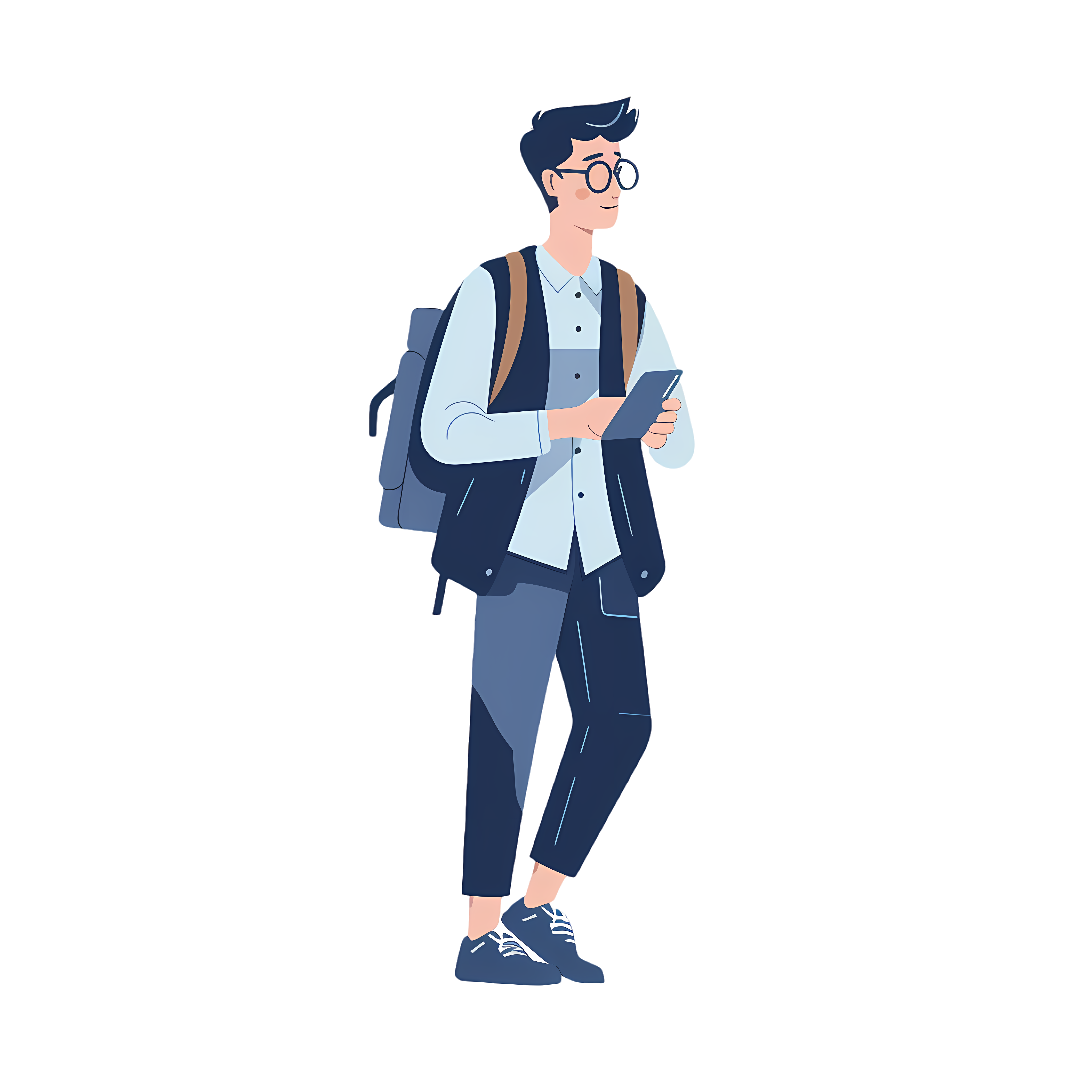 透明背景男学生上学png素材