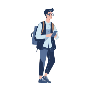 透明背景男学生上学png素材