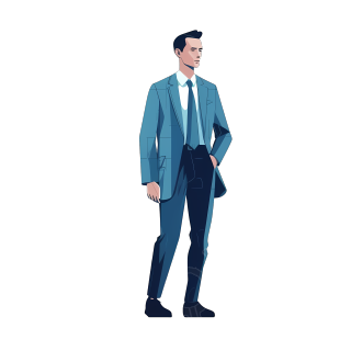 手绘商务男士工作照插画