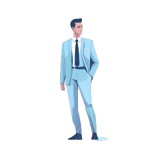蓝色系创意男领导插画素材