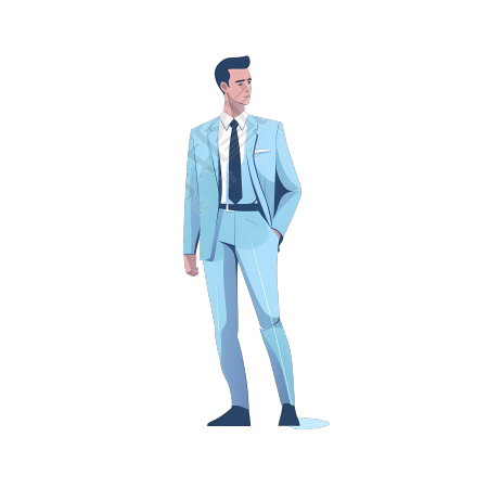 蓝色系创意男领导插画素材