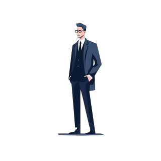 手绘戴眼镜的男生商务插画