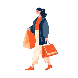 简约高清手拿包包的女性商业插画