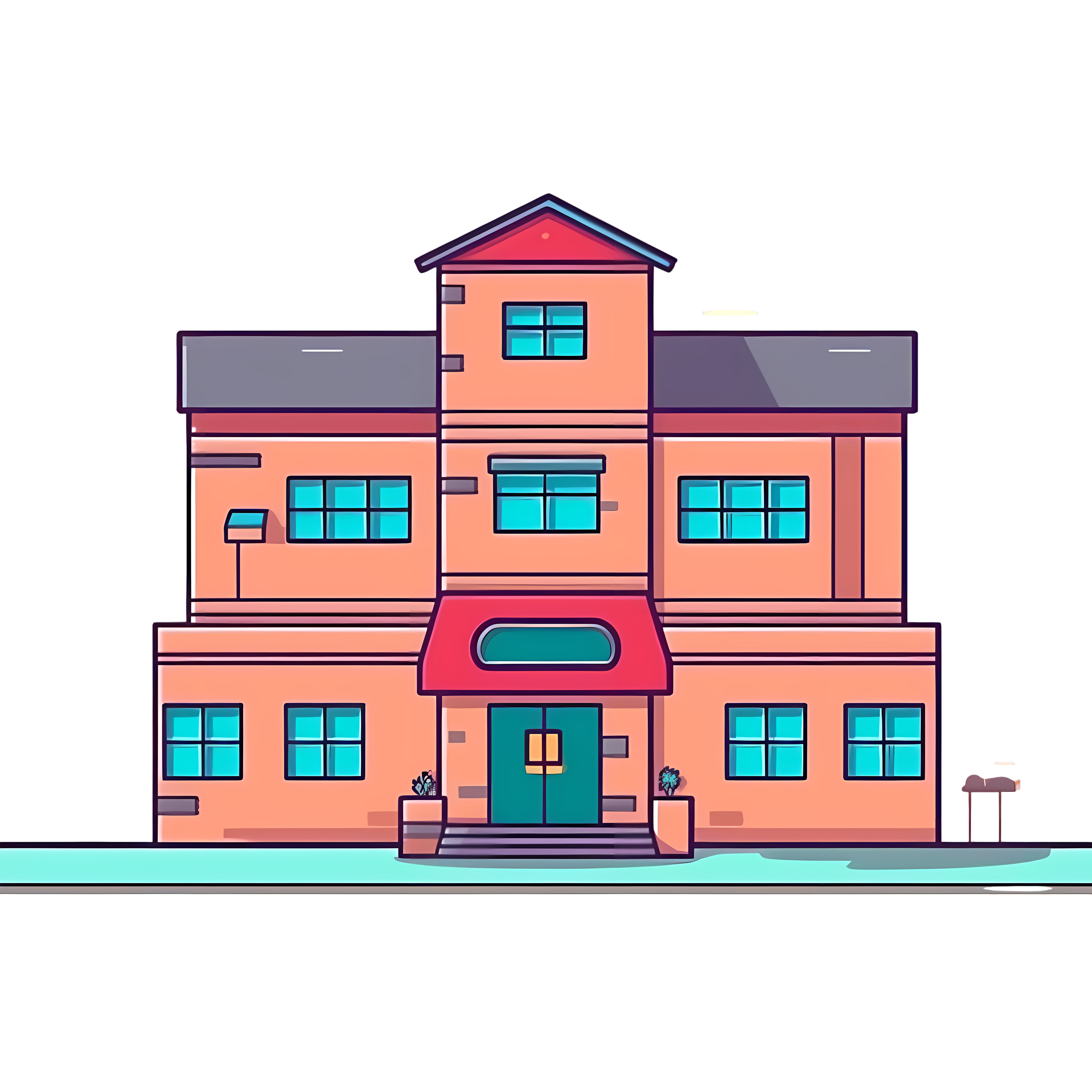 简约卡通学校建筑PNG图形素材