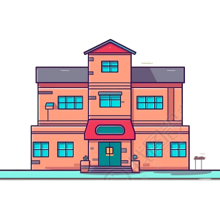简约卡通学校建筑PNG图形素材