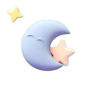 透明背景可爱月亮星星插画