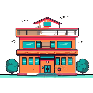 卡通校园建筑可商用素材