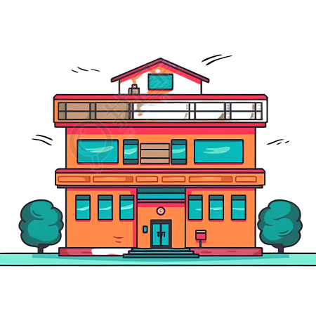 卡通校园建筑可商用素材