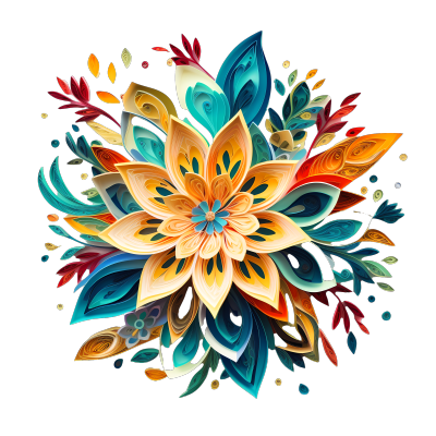 可商用色彩丰富的剪纸花朵插画