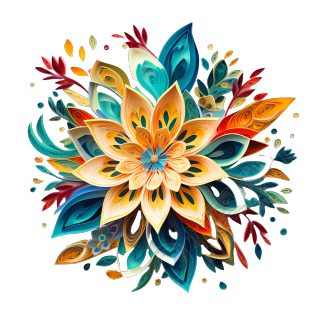 可商用色彩丰富的剪纸花朵插画