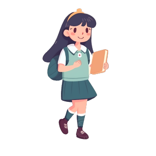 简约卡通女学生PNG图形素材