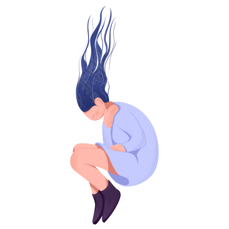 往下坠落的女孩心理问题插画