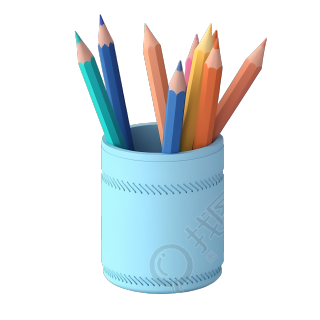 中学生文具彩色铅笔PNG插画