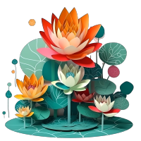 中国文化剪纸唯美荷花景色插画
