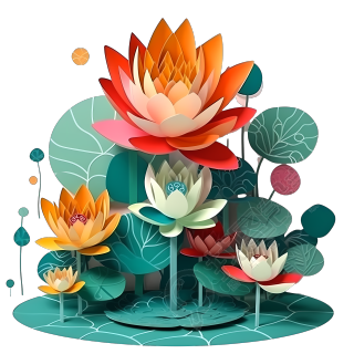 中国文化剪纸唯美荷花景色插画