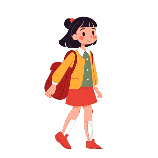 透明背景背包女学生插画元素