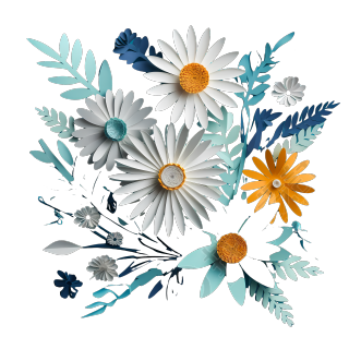 小雏菊剪纸商用插画素材