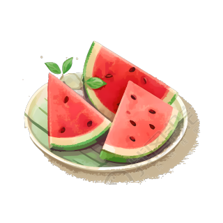 手绘夏天美味的西瓜商用插画