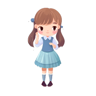 可爱双马尾小女生PNG向量插画素材