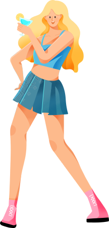 夏日金发女生手拿冷饮素材