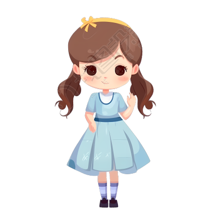 手绘优雅的小女生PNG素材