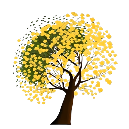 秋天唯美银杏树商用插画
