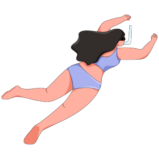 海边潜水的女孩子PNG插画