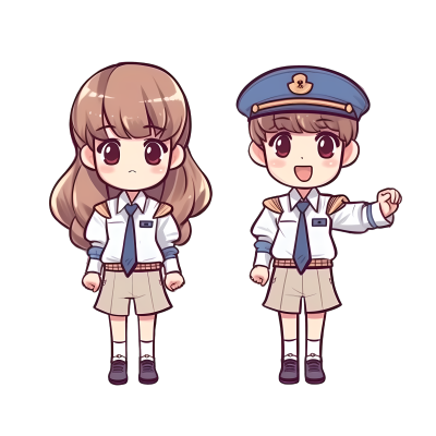 卡通男女手牵手插画设计素材