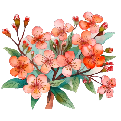 粉色樱花水彩插画PNG素材