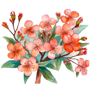 粉色樱花水彩插画PNG素材