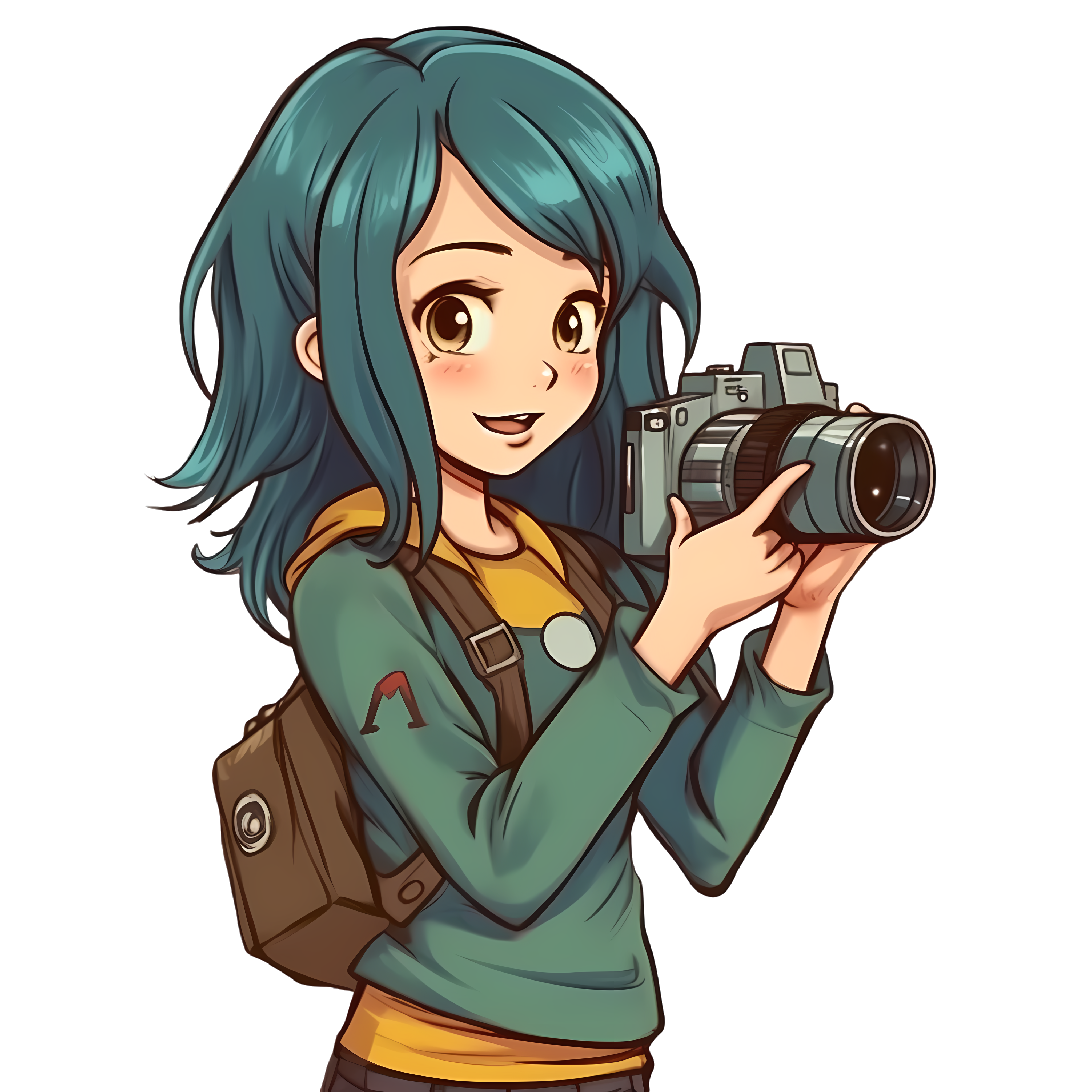 迷你卡片相机女孩插画素材