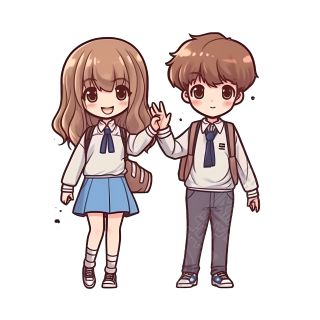 男女牵手插画设计元素PNG素材