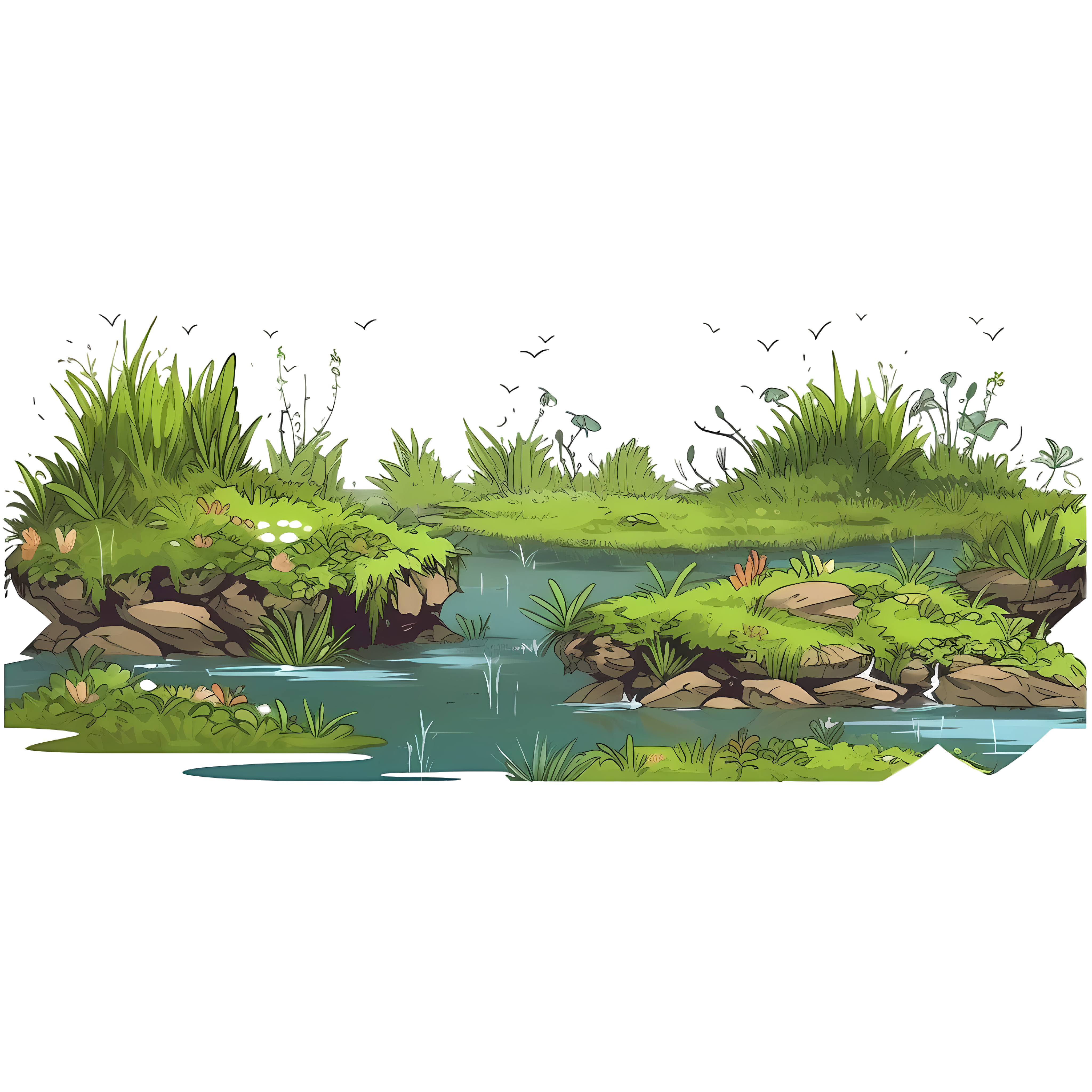 热带风情绿色草坪插画设计素材
