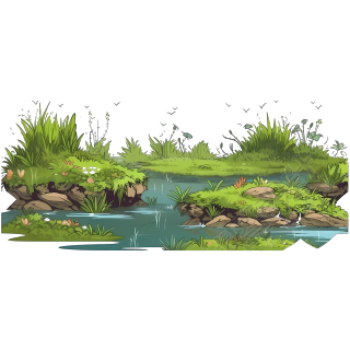 热带风情绿色草坪插画设计素材