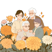 幸福温馨的一家人插画