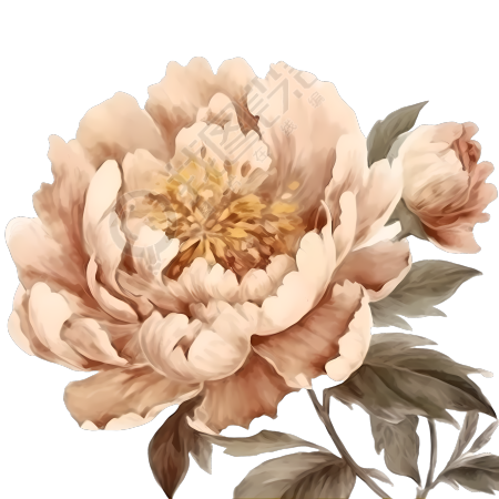 水彩牡丹花设计PNG素材