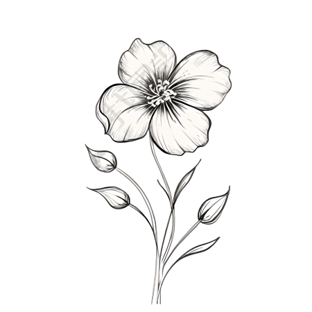 清新简约花卉线稿插画素材
