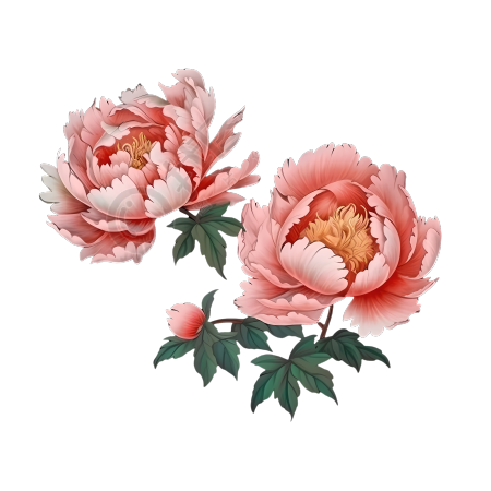 清风画飘香：粉色花瓣素描PNG图形素材