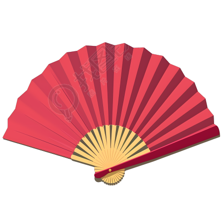 红色国风折扇素材图