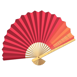 红色金色扇子图形素材