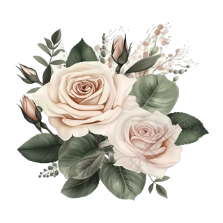 手工花束GIF图-玫瑰花插画设计