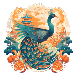 吉祥凤凰鸟类插画设计素材
