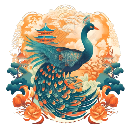 吉祥凤凰鸟类插画设计素材