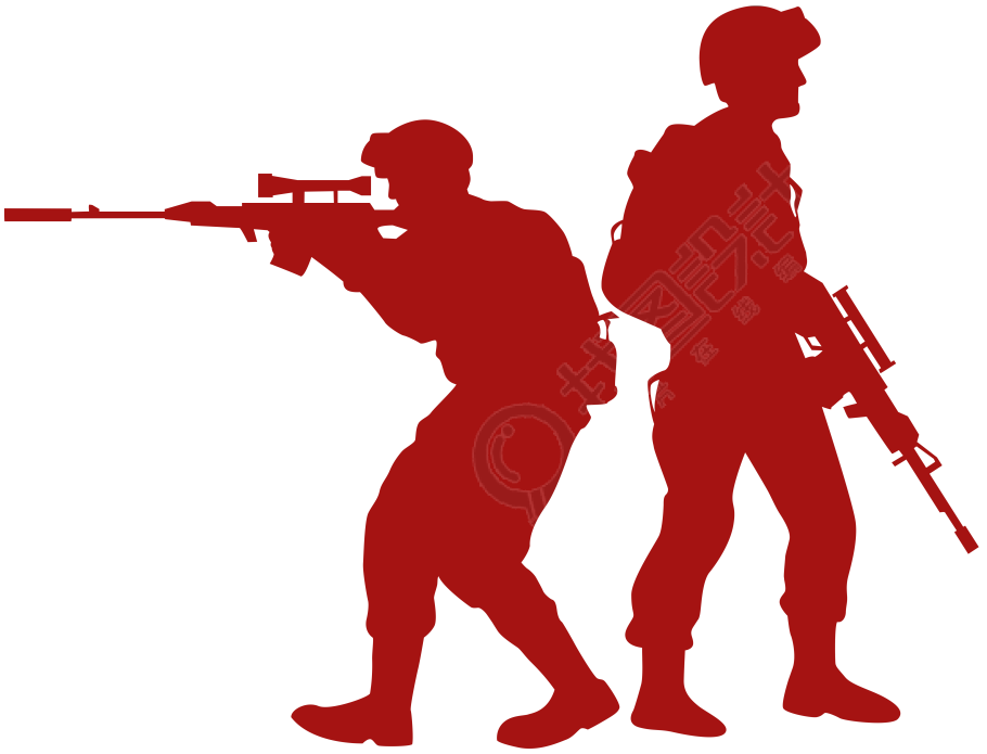 红色卡通士兵军服剪影建党元素